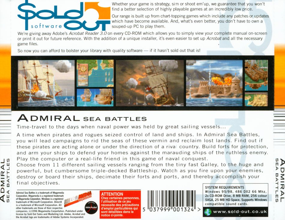 Admiral Sea Battles back cover