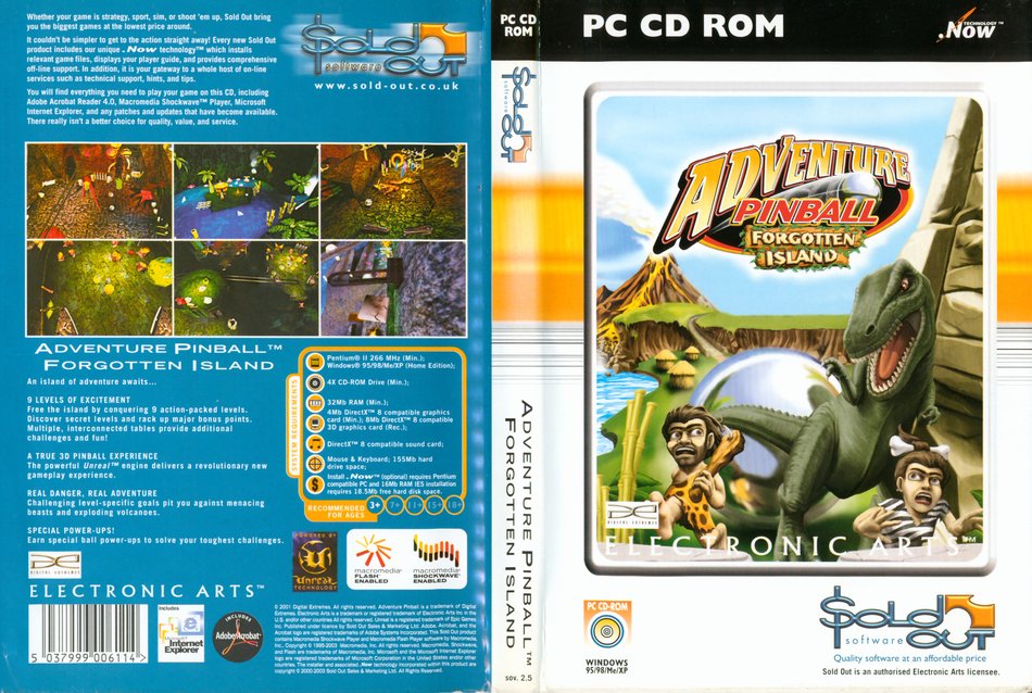 Adventure Pinball Forgotten Island front cover