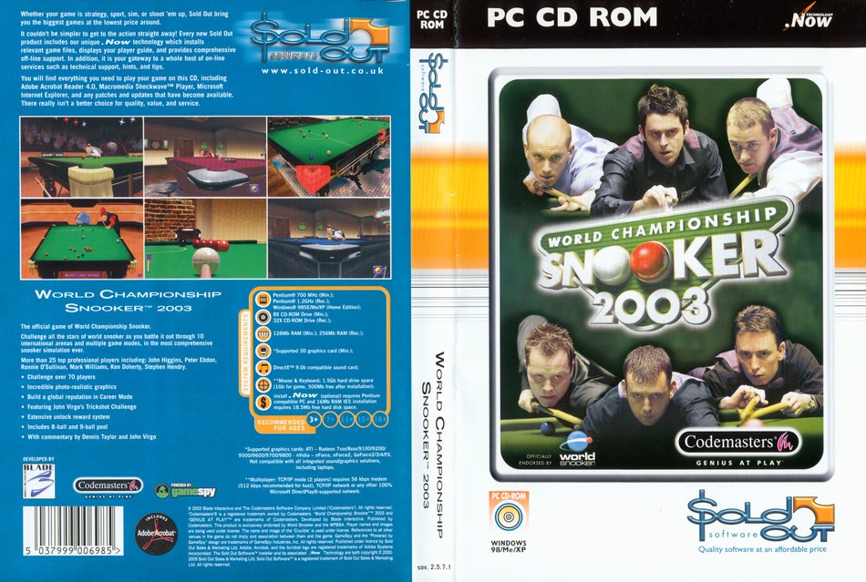 World Championship Snooker 2003 front cover