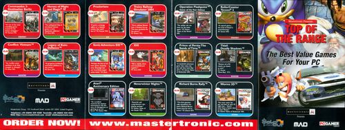 Front side of Top Of The Range V2 promotional insert showing Mastertronic and Sold Out Software game titles