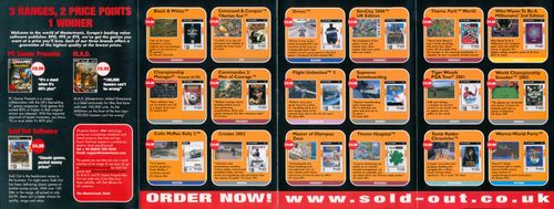 Front side of Top Of The Range V2 promotional insert showing Mastertronic and Sold Out Software game titles